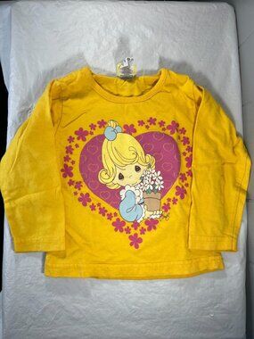 Vintage Precious Moments Yellow Longsleeve T-Shirt Dolls Love Kid Toddler 2T